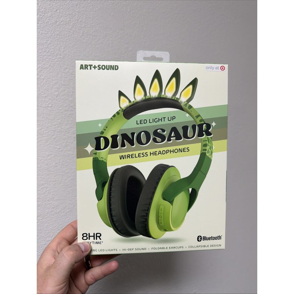 Art + Sound LED Light Up Dinosaur Wireless Headphones
